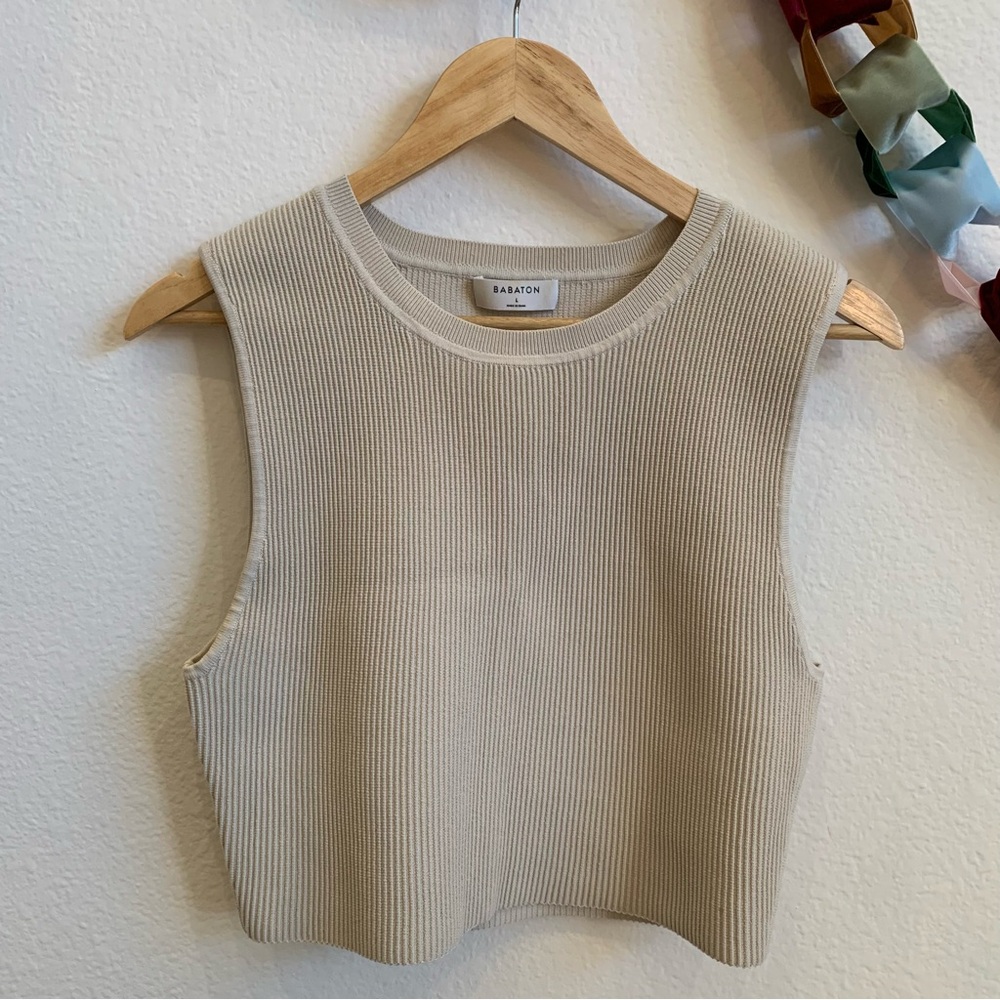 Babaton Cream Sculpt Knit Muscle Tank